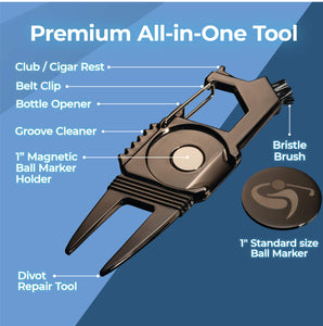 Golf Divot Tool with Ball Marker and 5 Golf Tees 3 1/4" - tember.us - - Sporting Goods - - golf-divot-tool-with-ball-marker-and-golf-tees - - golf, golf brush, golf divot tool, golf divot tool with brush, golf tees, golf tees 3" 1/4, tember divot tool - - tember.us